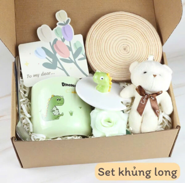 Set Quà Tặng Cốc Ly Sứ Dễ Thương Kèm Hộp Túi Giấy Kraft