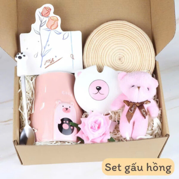 Set Quà Tặng Cốc Ly Sứ Dễ Thương Kèm Hộp Túi Giấy Kraft