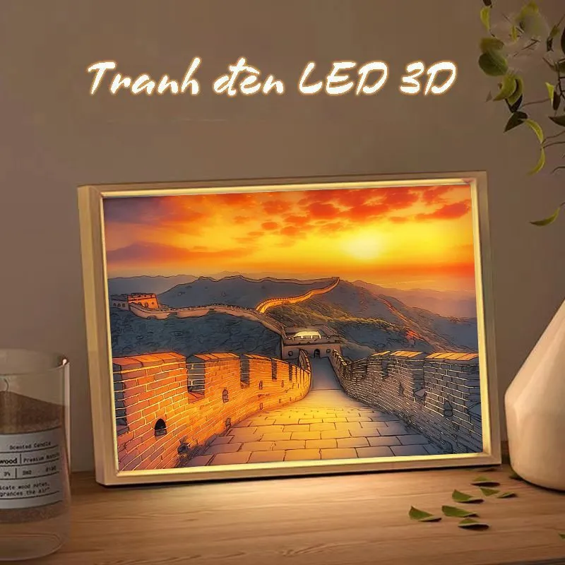 Tranh Đèn Led 3D để bàn khung gỗ