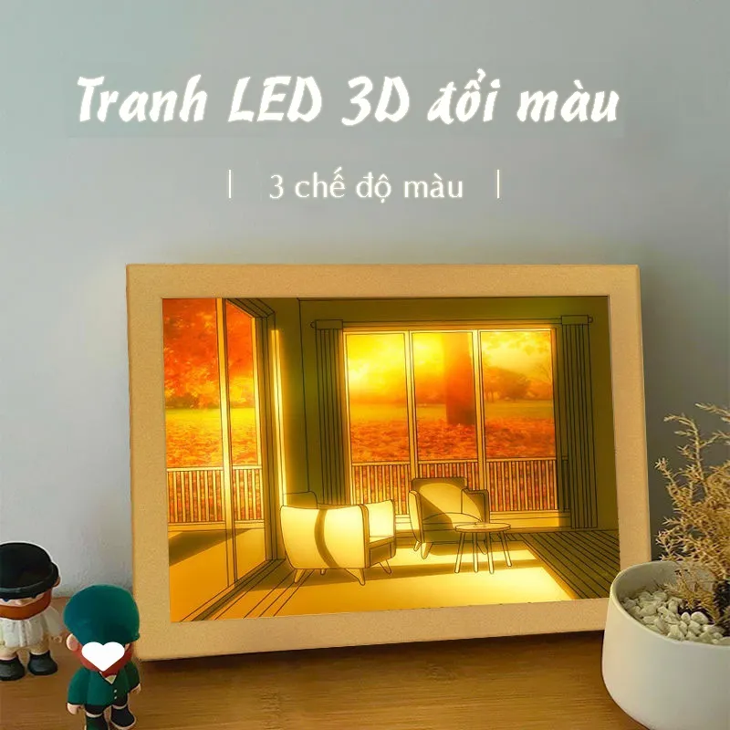 Tranh đèn led 3D 3 chế độ màu